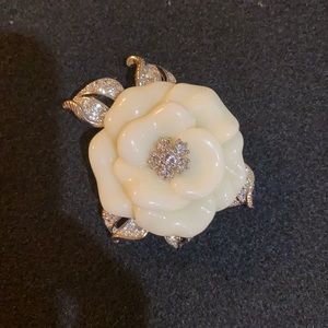 Nolan Miller Off White Rose Brooch